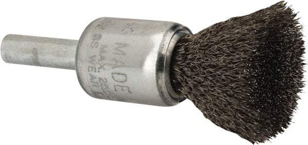 Anderson - 1/2" Brush Diam, Crimped, End Brush - 1/4" Diam Shank, 25,000 Max RPM - USA Tool & Supply