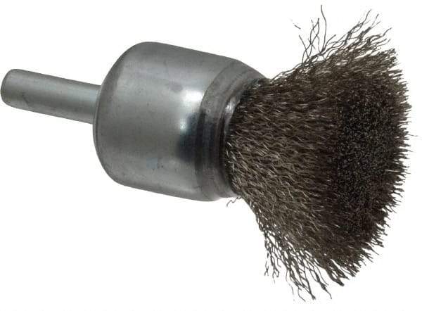 Anderson - 3/4" Brush Diam, Crimped, End Brush - 1/4" Diam Shank, 22,000 Max RPM - USA Tool & Supply