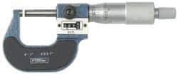 Fowler - Mechanical, 0 to 1 Inch Measurement, Digital Counter, Baked Enamel Frame, Satin Chrome Graduations, Carbide Face Ball Anvil Micrometer - Accuracy up to 0.0002 Inch, 0.0001 Inch Graduation, Ratchet Stop Thimble - USA Tool & Supply