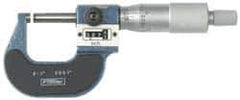 Fowler - Mechanical, 0 to 1 Inch Measurement, Digital Counter, Baked Enamel Frame, Satin Chrome Graduations, Carbide Face Ball Anvil Micrometer - Accuracy up to 0.0002 Inch, 0.0001 Inch Graduation, Ratchet Stop Thimble - USA Tool & Supply