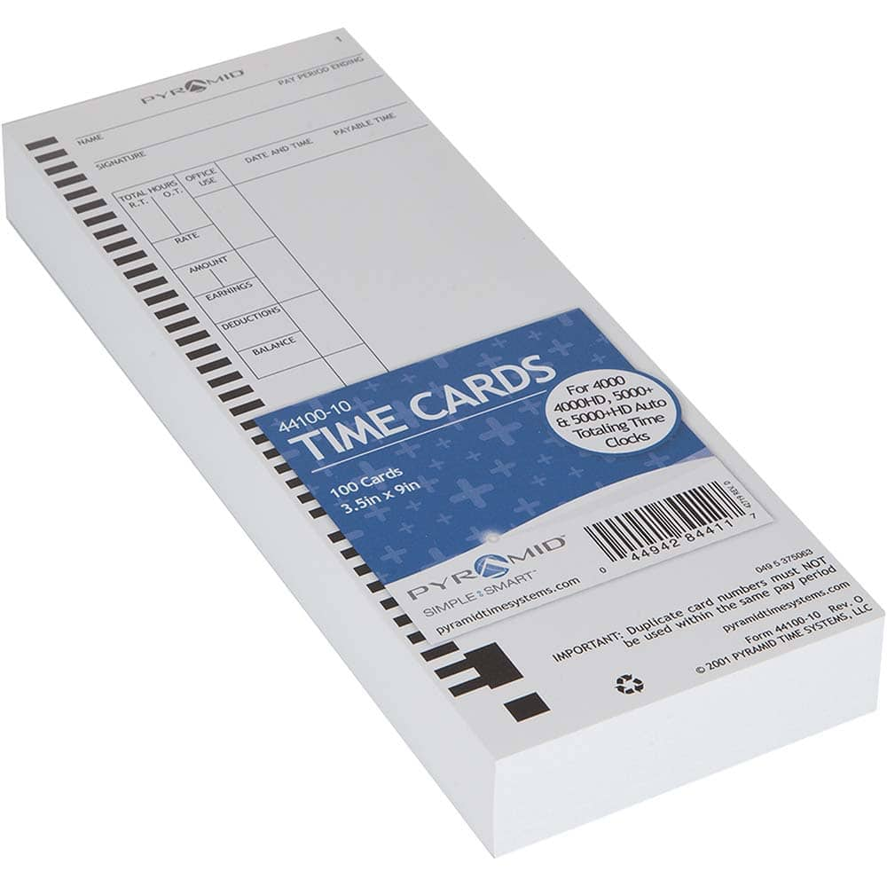 Pyramid - Time Cards & Time Clock Accessories Type: Weekly/Bi-Weekly/Twice Monthly Time Cards For Use With: PTI - M-4000 Time Recorder - USA Tool & Supply