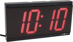 PTI - 4 Inch Diameter, White Face, Digital Wall Clock - LED Display, Black Case, Runs on 115 VAC - USA Tool & Supply