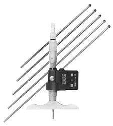 Fowler - 0 to 150mm Range, 4" Base Length, 6 Rods, Friction Thimble, Electronic Depth Micrometer - No Water Resistance Rating, 0.00005" Resolution, 0.176" Rod Diam, 357 Battery, - USA Tool & Supply