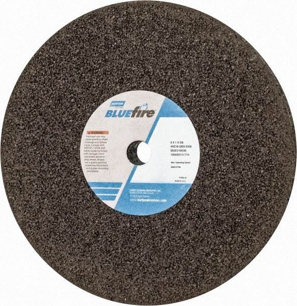 Norton - 8" Diam x 5/8" Hole x 1" Thick, Q Hardness, 16 Grit Surface Grinding Wheel - Zirconia Alumina, Type 1, Very Coarse Grade, 6,000 Max RPM, No Recess - USA Tool & Supply