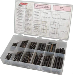 Made in USA - 500 Piece, 1/16 to 7/16" Pin Diam, Spring Pin Assortment - Steel - USA Tool & Supply