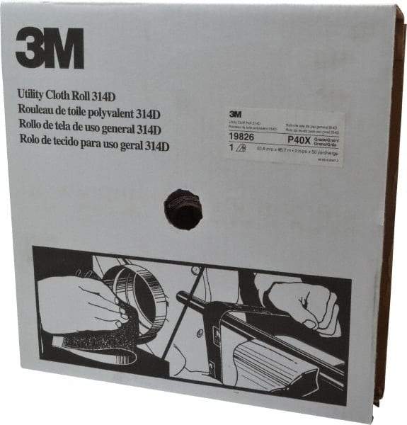 3M - 2" x 50 Yd 40 Grit Aluminum Oxide Cloth Roll - Coarse Grade, X Weighted Backing - USA Tool & Supply