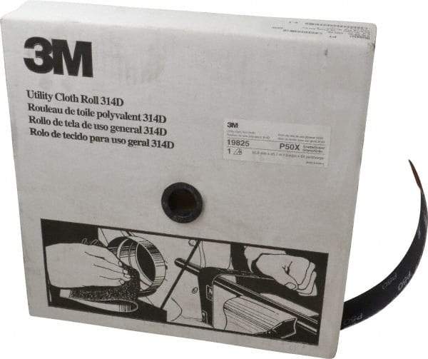 3M - 2" x 50 Yd 50 Grit Aluminum Oxide Cloth Roll - Coarse Grade, X Weighted Backing - USA Tool & Supply