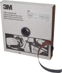 3M - 1" x 50 Yd 120 Grit Aluminum Oxide Cloth Roll - Fine Grade, J Weighted Backing - USA Tool & Supply