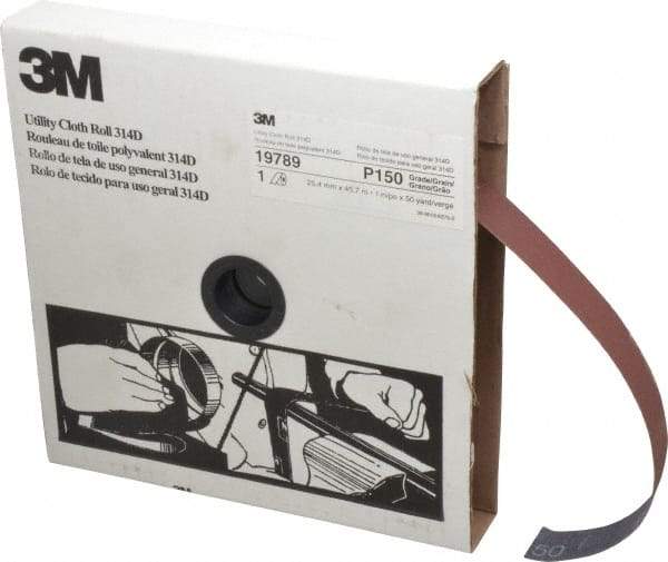 3M - 1" x 50 Yd 150 Grit Aluminum Oxide Cloth Roll - Very Fine Grade, J Weighted Backing - USA Tool & Supply