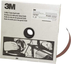 3M - 1" x 50 Yd 220 Grit Aluminum Oxide Cloth Roll - Very Fine Grade, J Weighted Backing - USA Tool & Supply