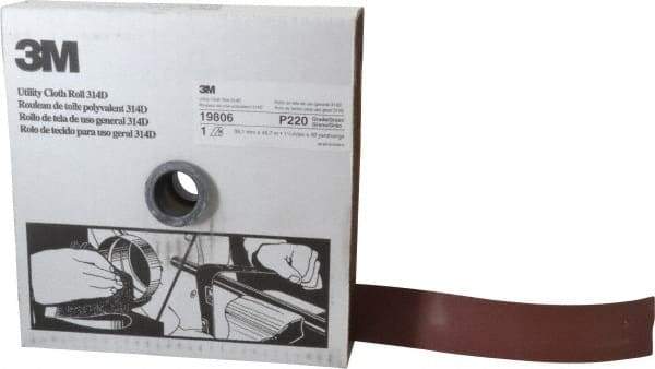 3M - 1-1/2" x 50 Yd 220 Grit Aluminum Oxide Cloth Roll - Very Fine Grade, J Weighted Backing - USA Tool & Supply