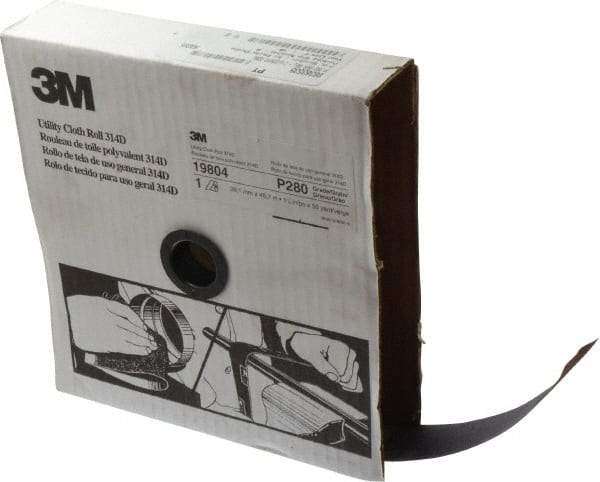 3M - 1-1/2" x 50 Yd 280 Grit Aluminum Oxide Cloth Roll - Extra Fine Grade, J Weighted Backing - USA Tool & Supply