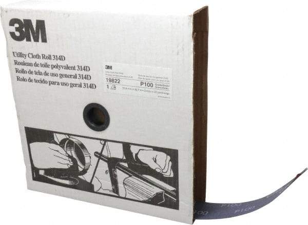 3M - 2" x 50 Yd 100 Grit Aluminum Oxide Cloth Roll - Fine Grade, J Weighted Backing - USA Tool & Supply