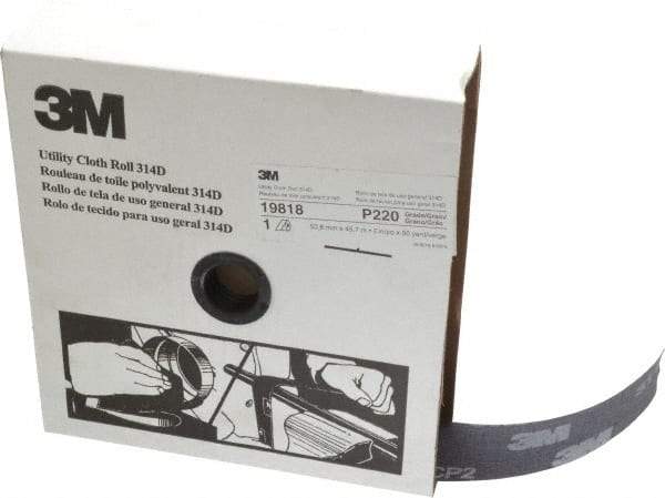 3M - 2" x 50 Yd 220 Grit Aluminum Oxide Cloth Roll - Very Fine Grade, J Weighted Backing - USA Tool & Supply