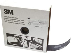 3M - 2" x 50 Yd 220 Grit Aluminum Oxide Cloth Roll - Very Fine Grade, J Weighted Backing - USA Tool & Supply