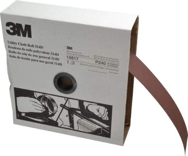 3M - 2" x 50 Yd 240 Grit Aluminum Oxide Cloth Roll - Very Fine Grade, J Weighted Backing - USA Tool & Supply