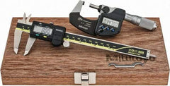 Mitutoyo - 4 Piece, Machinist Caliper and Micrometer Tool Kit - 0 to 6 Inch Caliper, 0 to 1 Inch Micrometer, 0.0001 Inch Graduation - USA Tool & Supply
