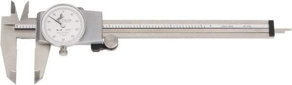 TESA Brown & Sharpe - 0" to 6" Range, 0.001" Graduation, 0.1" per Revolution, Dial Caliper - White Face, 40mm Jaw Length - USA Tool & Supply
