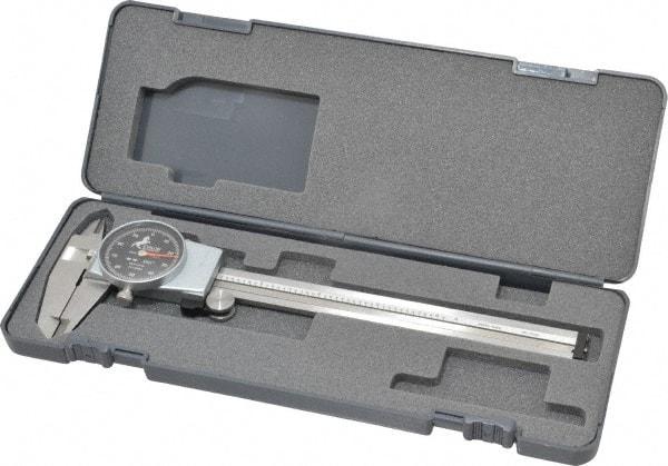 TESA Brown & Sharpe - 0" to 6" Range, 0.001" Graduation, 0.1" per Revolution, Dial Caliper - Black Face, 40mm Jaw Length - USA Tool & Supply