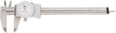 TESA Brown & Sharpe - 0" to 6" Range, 0.001" Graduation, 0.1" per Revolution, Dial Caliper - White Face, 1.5" Jaw Length - USA Tool & Supply