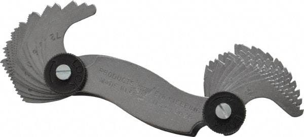 PEC Tools - 28 Leaf, 4 to 80 TPI Range, Steel Screw Pitch Gage - 60° Thread Angle - USA Tool & Supply