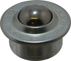 SKF - Round, Carbon Steel Ball Transfer - 9.5mm Mount Height, 100 Lb. Capacity - USA Tool & Supply