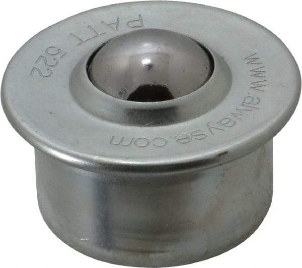 SKF - Round, Carbon Steel Ball Transfer - 9.8mm Mount Height, 265 Lb. Capacity - USA Tool & Supply