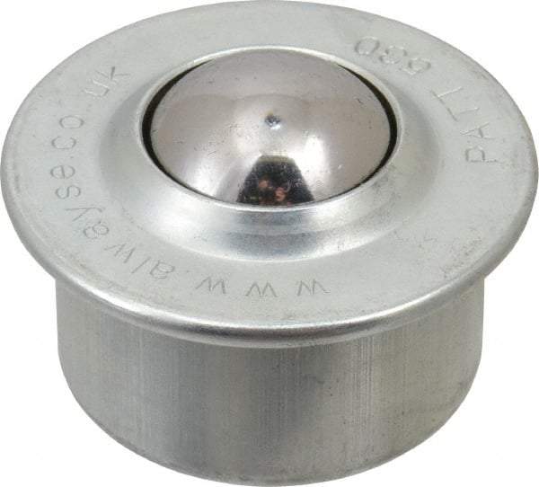 SKF - Round, Carbon Steel Ball Transfer - 13.8mm Mount Height, 506 Lb. Capacity - USA Tool & Supply