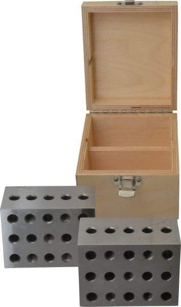 Suburban Tool - 0.0001 Squareness Per Inch, Hardened Steel, 2-3-4 Block with 23 Hole Setup Block - 3/8 - 16 Inch Tapped Hole Size, Sold As Matched Pair - USA Tool & Supply