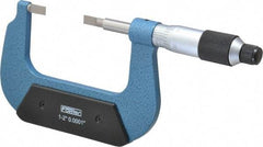 Fowler - 1" to 2" Mechanical Baked Enamel (Frame) & Satin Chrome (Graduations) Coated Blade Micrometer - 0.0001" Graduation, 0.03" Blade Thickness, Ratchet Stop Thimble - USA Tool & Supply