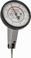 Mitutoyo - 0.016 Inch Range, 0.0001 Inch Dial Graduation, Horizontal Dial Test Indicator - 1.5748 Inch White Dial, 0-4-0 Dial Reading, Accurate to 0.0002 Inch - USA Tool & Supply