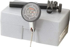Mitutoyo - 9 Piece, 0" to 0.06" Measuring Range, 40mm Dial Diam, 0-15-0 Dial Reading, Black Dial Test Indicator Kit - 0.0005" Accuracy, 1.33" Contact Point Length, 0.039, 0.079 & 0.118" Ball Diam, 0.0005" Dial Graduation - USA Tool & Supply