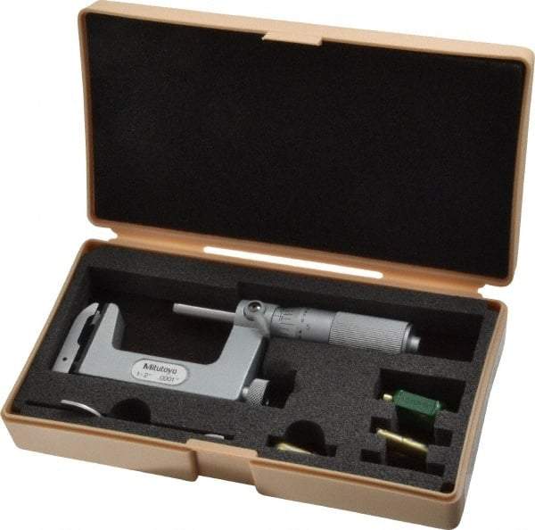 Mitutoyo - 1 to 2 Inch, Carbide Face, Mechanical Multi Anvil Micrometer - 0.0001 Inch Graduation, 0.0002 Inch Accuracy - USA Tool & Supply