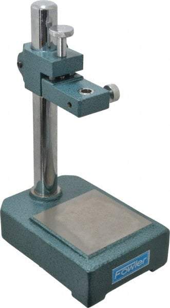 Fowler - Steel, Rectangular Base, Comparator Gage Stand - 8-1/2" High, 6" Base Length x 4" Base Width x 1-1/2" Base Height, Includes Holder - USA Tool & Supply