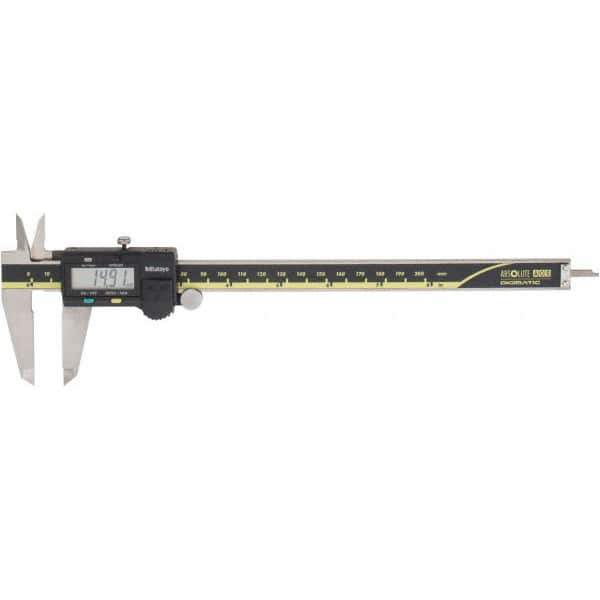Mitutoyo - 0 to 200mm Range, 0.01mm Resolution, Electronic Caliper - Stainless Steel with 50mm Stainless Steel Jaws, 0.03mm Accuracy, SPC Output - USA Tool & Supply