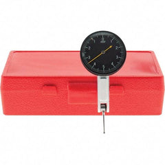 Starrett - 0.01 Inch Range, 0.0001 Inch Dial Graduation, Horizontal Dial Test Indicator - 1-3/8 Inch Black Dial, 0-5-0 Dial Reading, Includes NIST Traceability Certification - USA Tool & Supply
