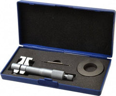 Fowler - 1 to 2 Inch Range, Satin Chrome Coated, Mechanical Inside Caliper Micrometer - 0.001 Inch Graduation, 0.0002 Inch Accuracy - USA Tool & Supply