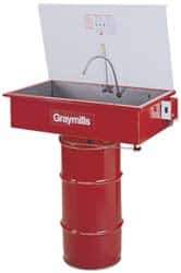 Graymills - Drum Mount Solvent-Based Parts Washer - 20 Gal Max Operating Capacity, Steel Tank, 67-1/8" High x 36" Long x 20" Wide, 115 Input Volts - USA Tool & Supply