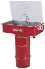 Graymills - Drum Mount Solvent-Based Parts Washer - 10 Gal Max Operating Capacity, Steel Tank, 65" High x 32" Long x 18" Wide, 115 Input Volts - USA Tool & Supply