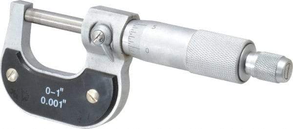 Value Collection - 0 to 1" Range, 0.001" Graduation, Mechanical Outside Micrometer - Ratchet Stop Thimble - USA Tool & Supply
