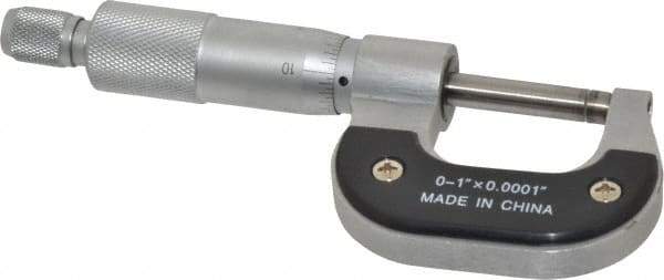 Value Collection - 0 to 1" Range, 0.0001" Graduation, Mechanical Outside Micrometer - Ratchet Stop Thimble - USA Tool & Supply