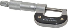 Value Collection - 0 to 1" Range, 0.0001" Graduation, Mechanical Outside Micrometer - Ratchet Stop Thimble - USA Tool & Supply