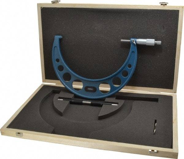 Fowler - 7 to 8" Range, 0.0001" Graduation, Mechanical Outside Micrometer - Ratchet Stop Thimble, Accurate to 0.0003" - USA Tool & Supply