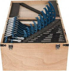Fowler - 0 to 12" Range, 12 Piece Mechanical Outside Micrometer Set - 0.0001" Graduation, Friction (0 to 2"), Ratchet Stop (2 to 12") Thimble, Carbide Tipped Face - USA Tool & Supply
