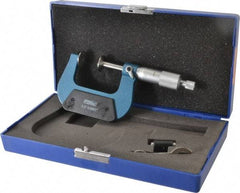 Fowler - 1 to 2 Inch, 0.001 Inch Graduation, Ratchet Stop Thimble, Mechanical Disc Micrometer - 0.00016 Inch Accuracy, 0.787 Inch Disc, 0.256 Inch Spindle - USA Tool & Supply