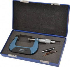Fowler - 2 to 3 Inch, 0.001 Inch Graduation, Ratchet Stop Thimble, Mechanical Disc Micrometer - 0.00024 Inch Accuracy, 0.787 Inch Disc, 0.256 Inch Spindle - USA Tool & Supply