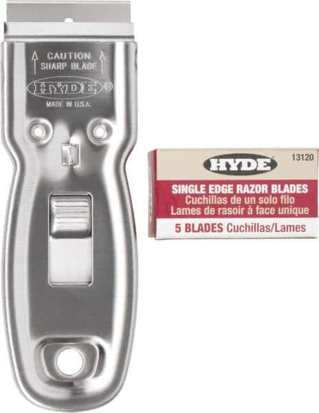 Hyde Tools - Stiff Carbon Steel 1-Edge Scraper Set - 1-1/2" Blade Width - USA Tool & Supply