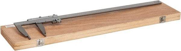 Value Collection - 0 to 24" Stainless Steel Vernier Caliper - 0.02mm Graduation, 4" Jaw Depth, 0.002" Accuracy, Includes Inside Diameter, Outside Diameter - USA Tool & Supply