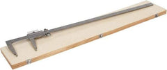 Value Collection - 0 to 40" Stainless Steel Vernier Caliper - 0.02mm Graduation, 5" Jaw Depth, 0.0028" Accuracy, Includes Inside Diameter, Outside Diameter - USA Tool & Supply