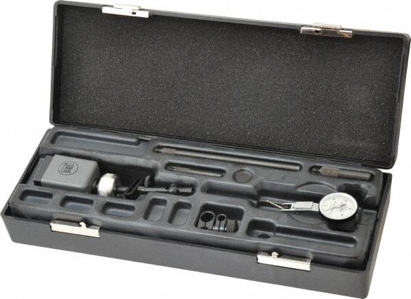 TESA Brown & Sharpe - 0.0005" Graduation, 0.03" Max Meas, 0-15-0 Dial Reading, Dial Indicator & Base Kit - 1-1/4" Base Length x 1-1/4" Base Width x 1-3/4" Base Height, 1" Dial Diam - USA Tool & Supply